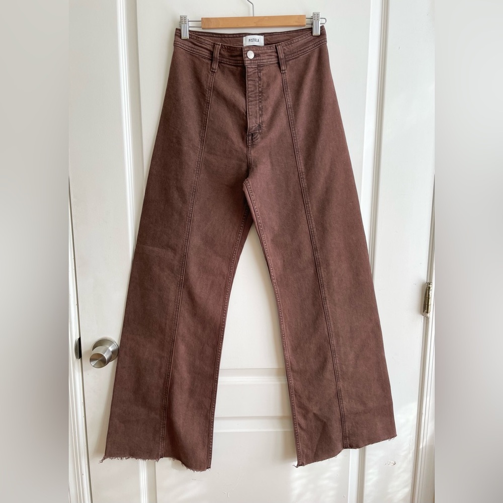 Pistola Penny High Rise Crop Wide Leg Jeans Size 28 Chocolate Brown NWT
